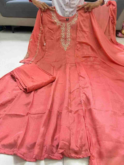 Glass Tissue Hand Work Three Piece Ethnic Set for Women