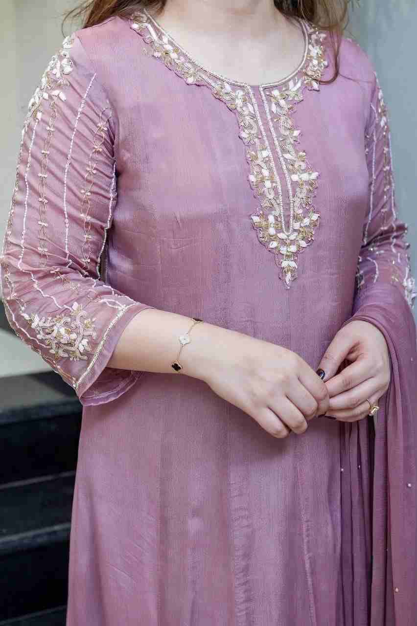 Premium Glass Tissue Hand Work Ethnic Wear Set with Dupatta