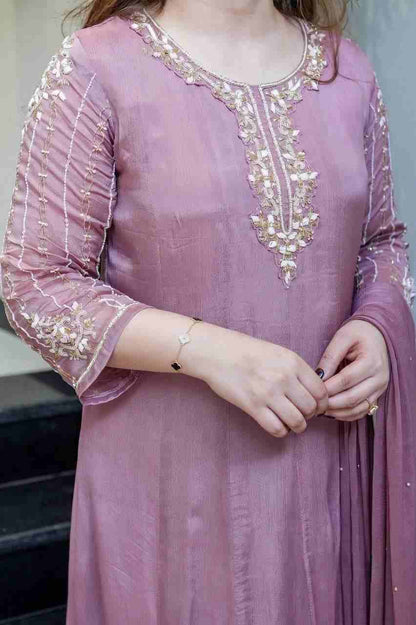 Premium Glass Tissue Hand Work Ethnic Wear Set with Dupatta