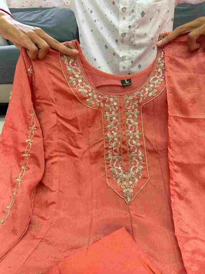 Glass Tissue Hand Work Suit Set for Festive and Ethnic Occasions