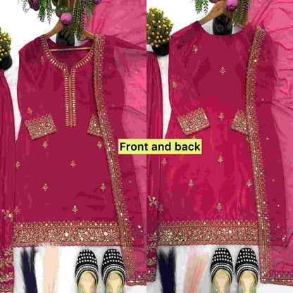 Heavy embroidered sharara plazo suit set for women