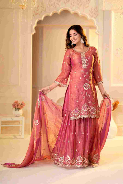 Designer Sharara Suit with Sequence Work