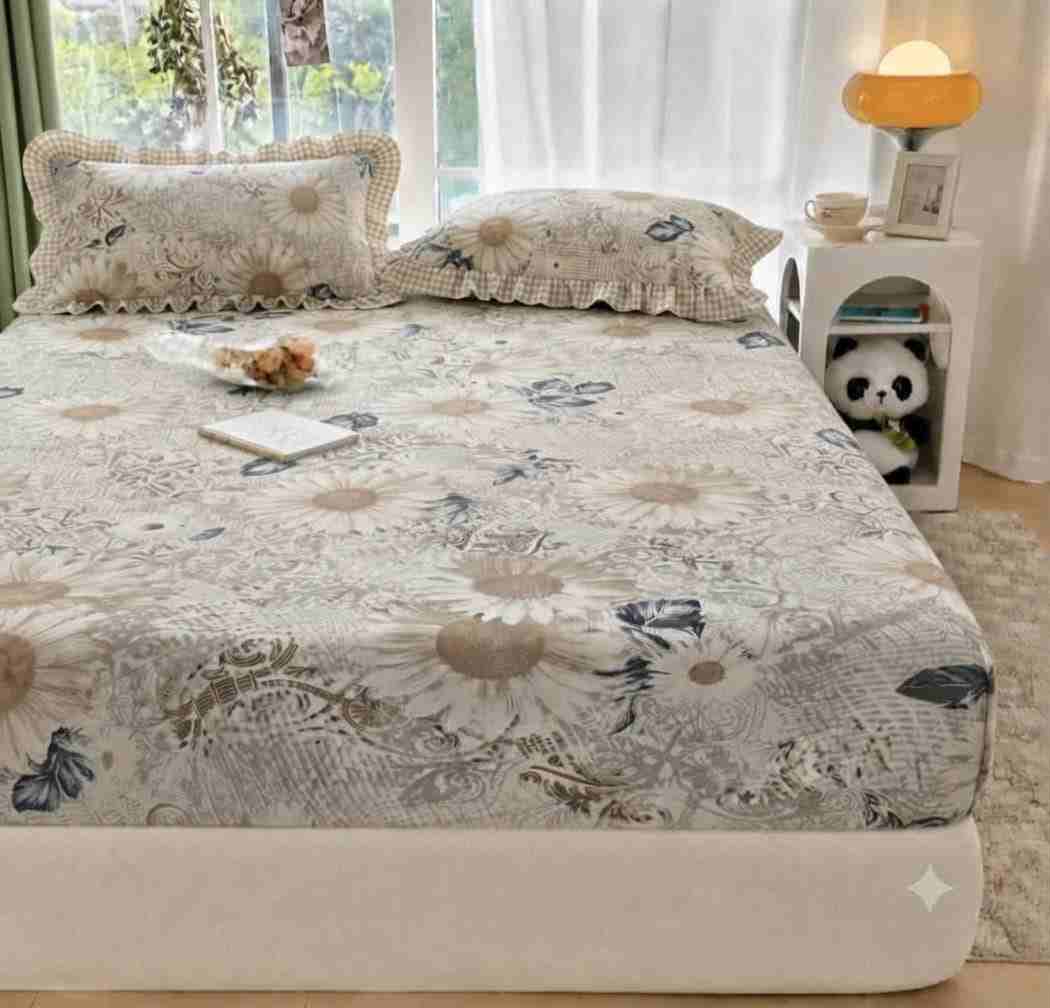 Premium cotton fitted bedsheet for king size bed