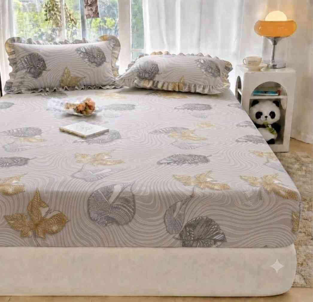 Soft summer cotton fitted bedsheet for double bed