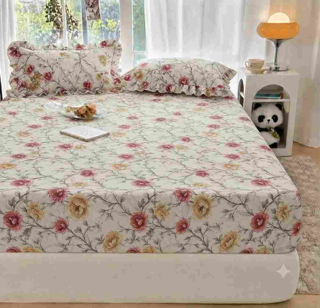 Cotton elastic fitted bedsheet 72 x 78 x 8 inches