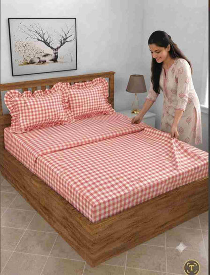 Premium cotton fitted bedsheet for king size bed