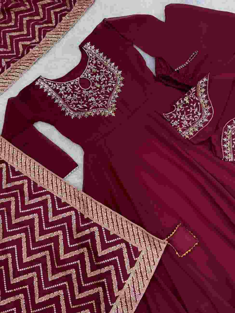 Festive Anarkali gown with embroidery and Moti work