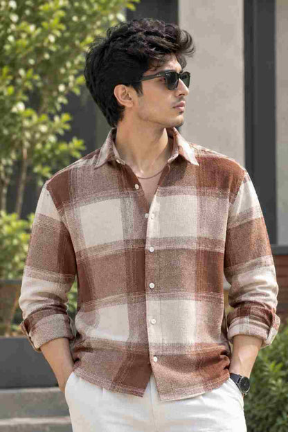 Men's boxy fit check shirt front view