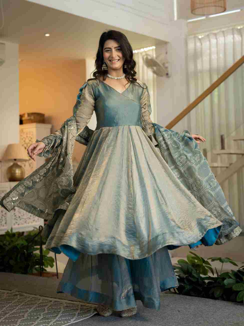 Fully stitched designer Anarkali suit with sequin embroidery