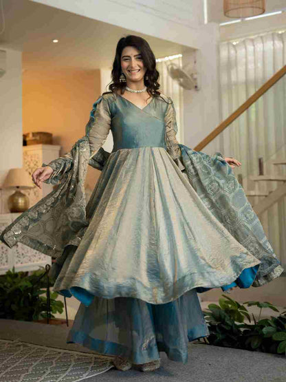 Fully stitched designer Anarkali suit with sequin embroidery