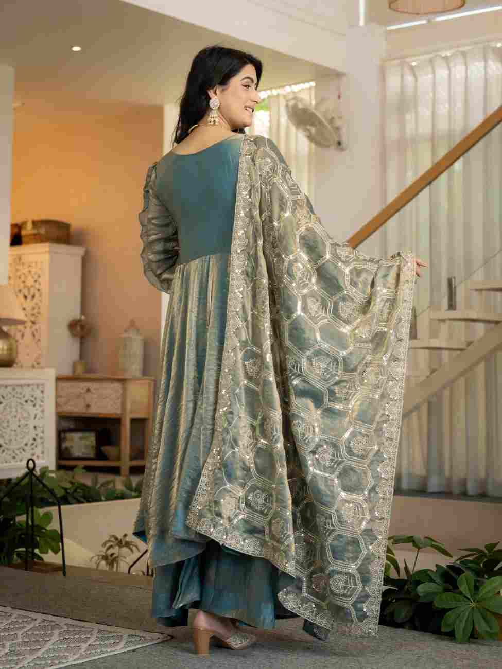 Premium designer Anarkali suit with embroidered Dupatta