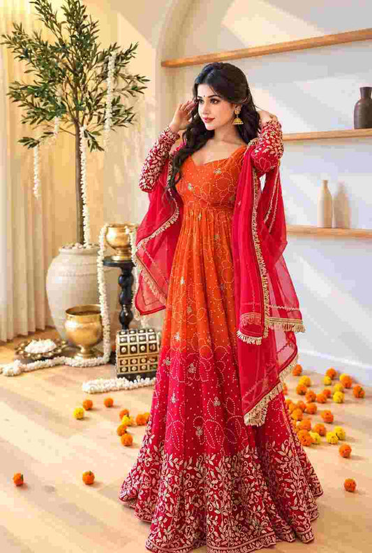Designer Faux Georgette Suit with Digital Print and Embroidery Work