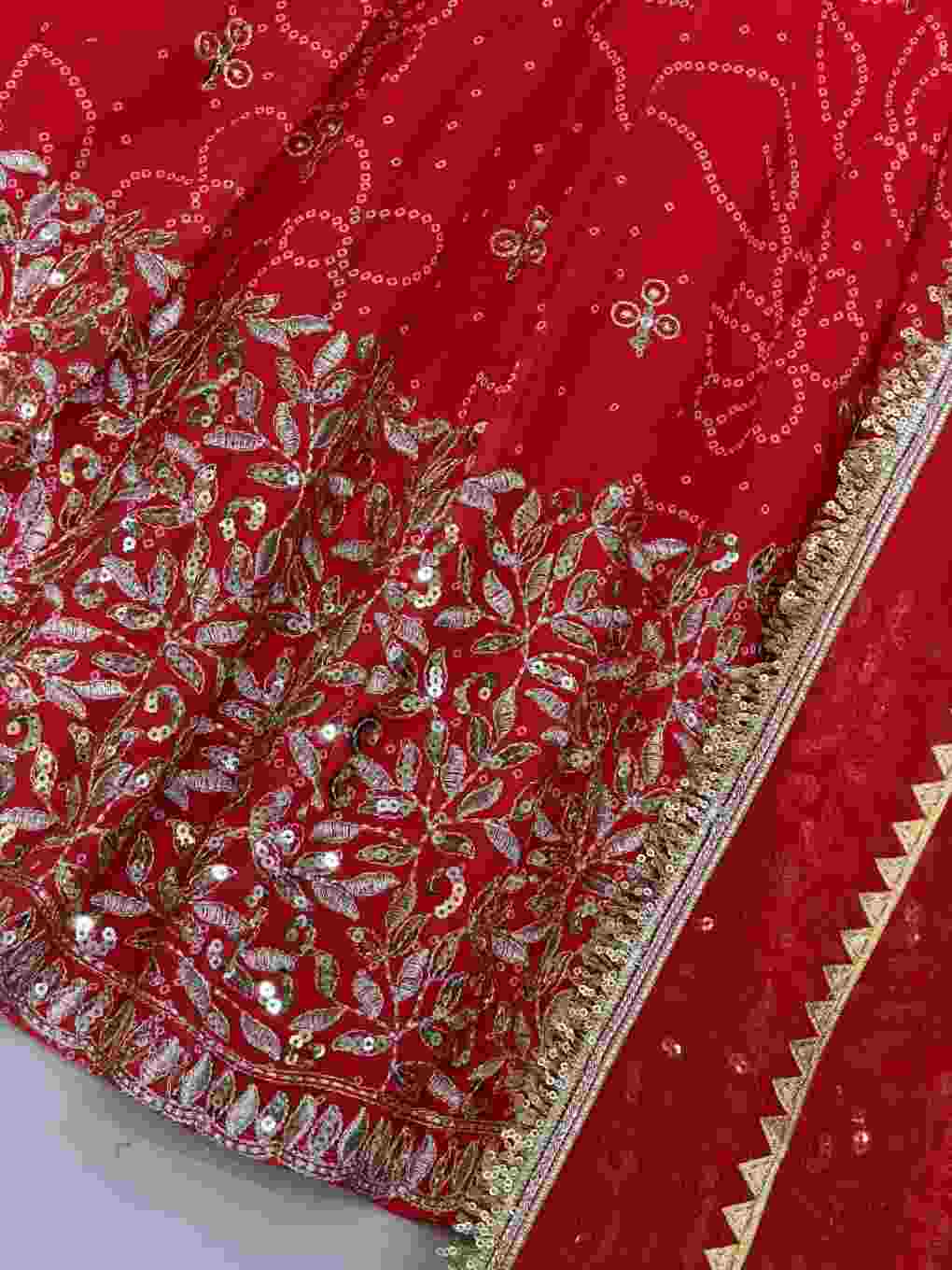 Faux Georgette Ethnic Suit with Sequin Work and Matching Dupatta