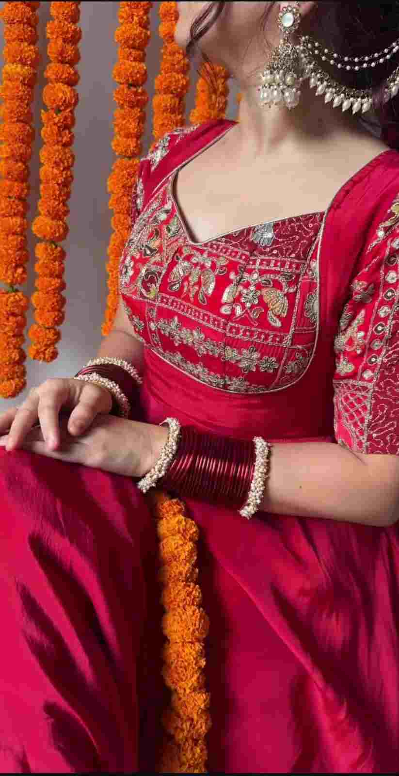 Close-Up of Heavy Embroidery and 5mm Sequin Work on Designer Anarkali Suit