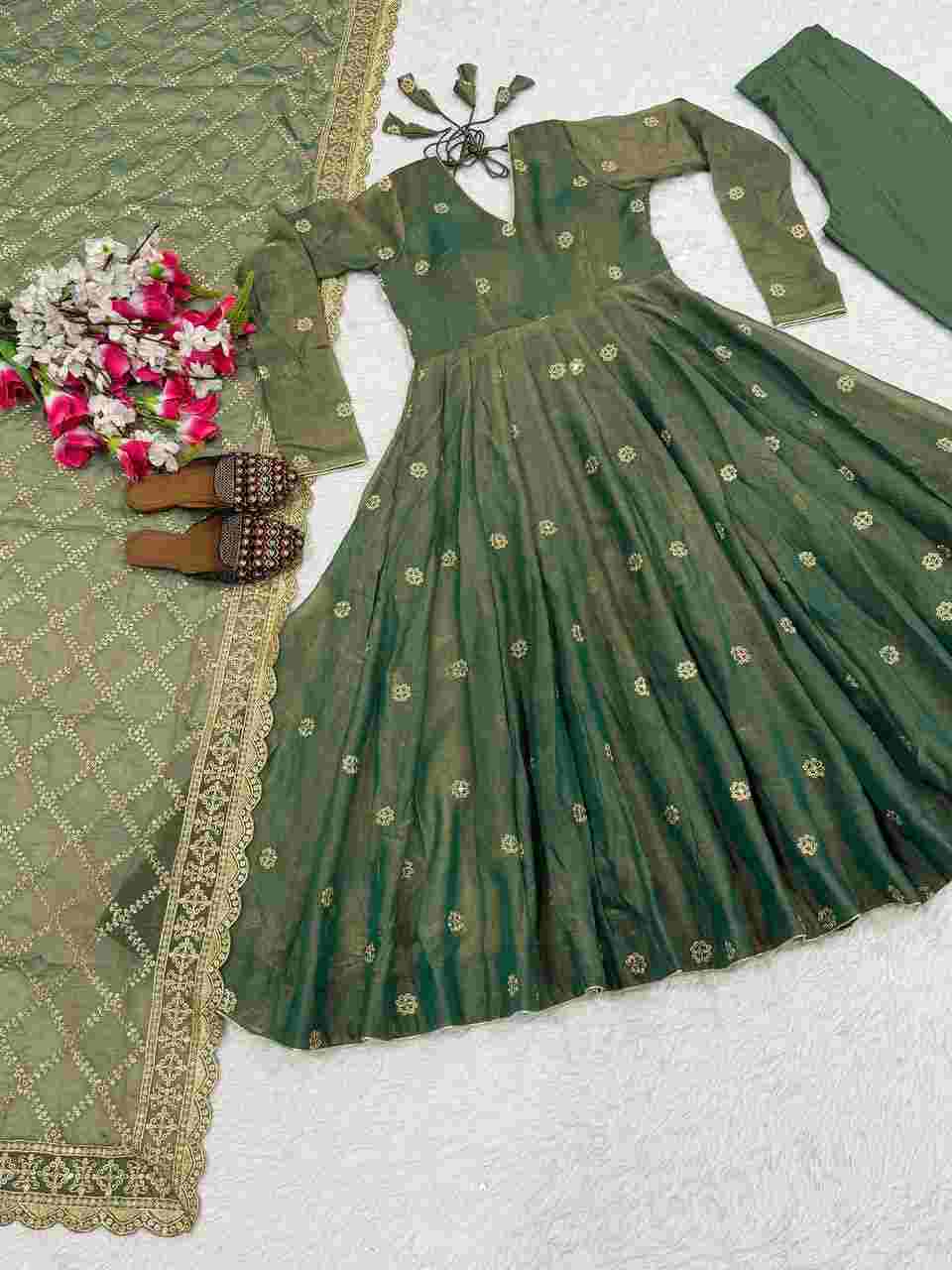 Heavy Embroidered Anarkali Suit with Matching Pants and Dupatta