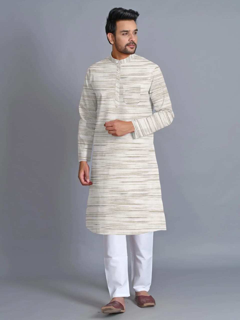 Simple traditional cotton kurta for men’s daily styling