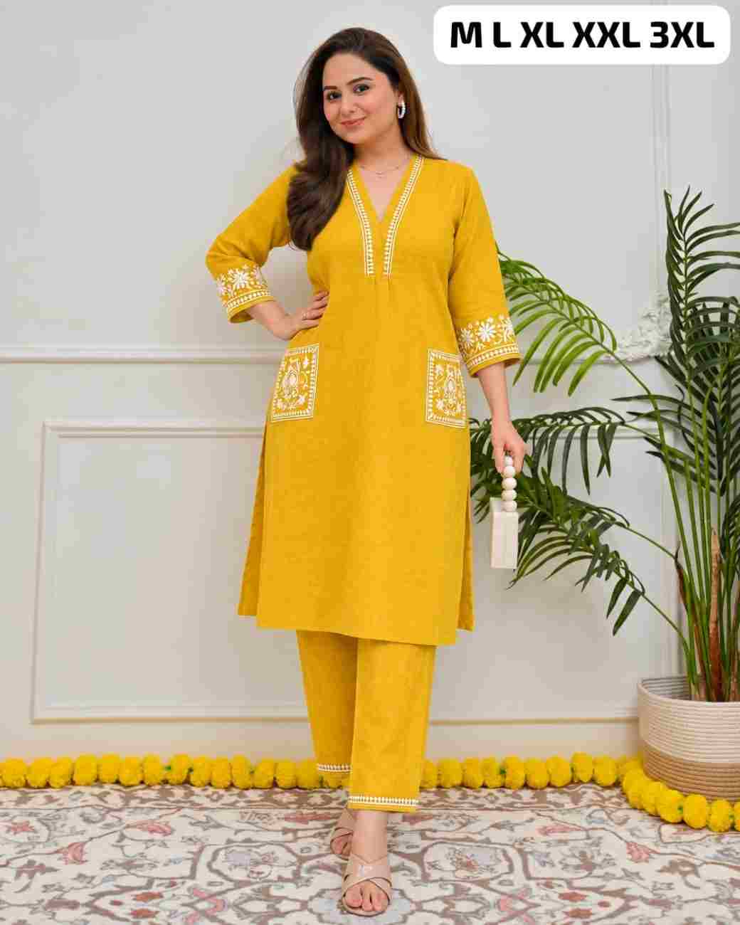 Stylish ladies cotton kurta pant set for office wear