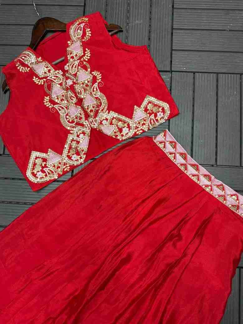 Women's party wear sharara outfit with long embroidered shrug