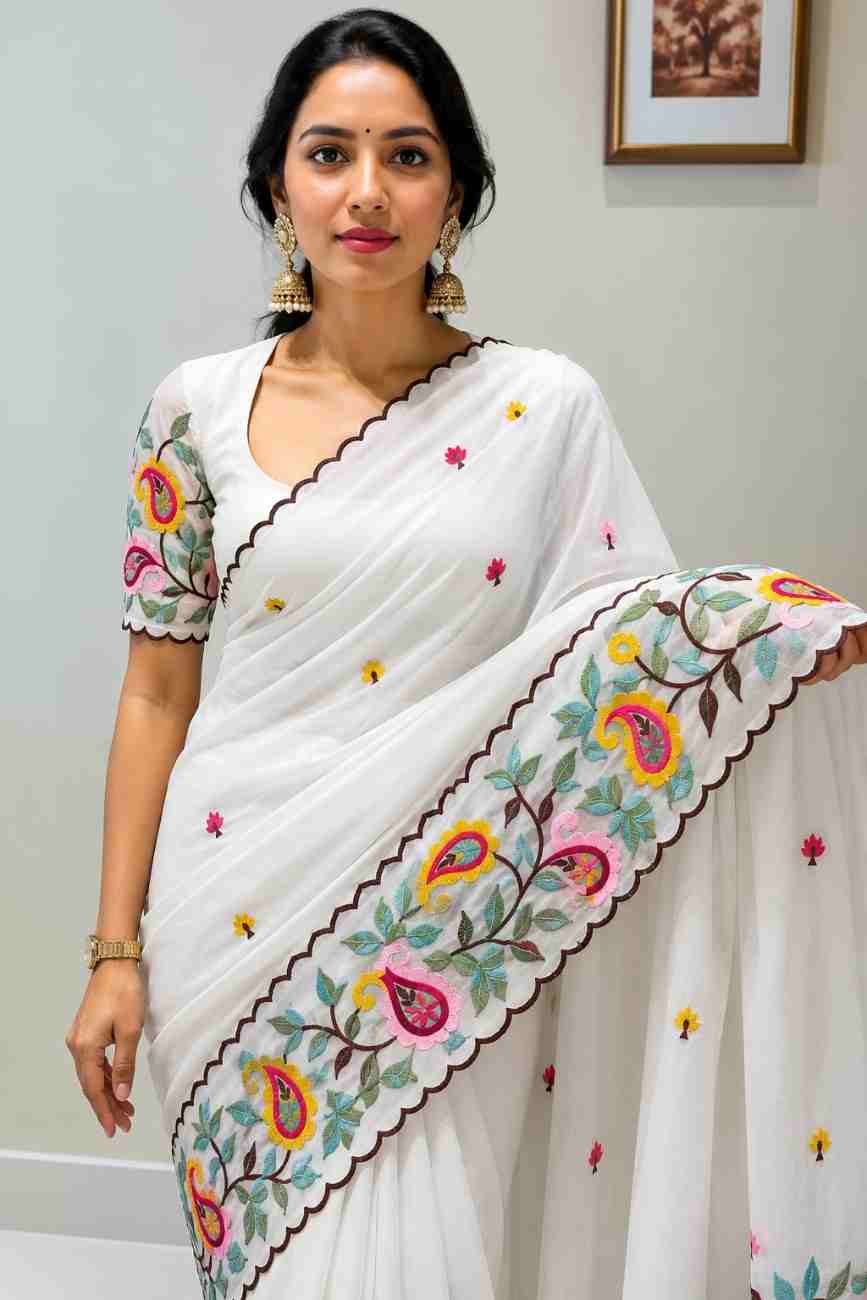 Party wear saree with matching designer blouse
