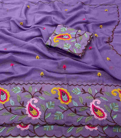 Traditional designer saree with decorative embroidery