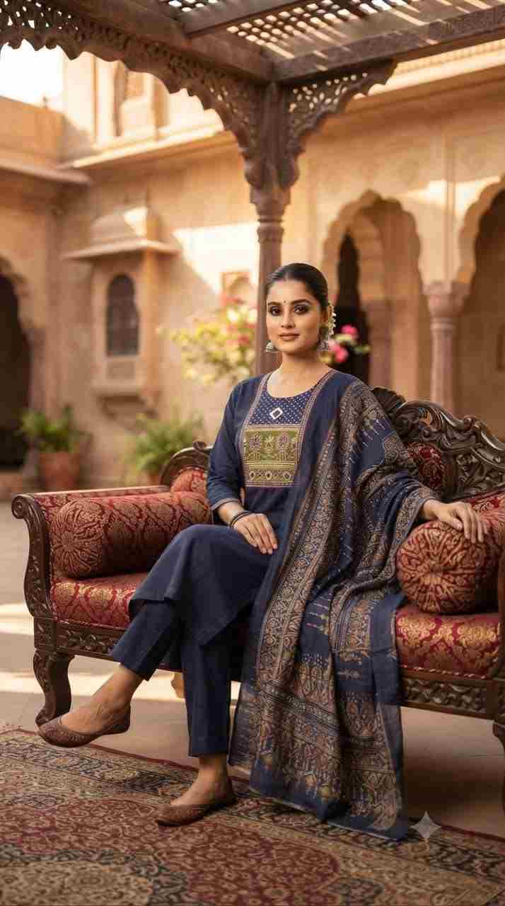 Women's designer kurti set with 43-inch kurti and 40-inch pants