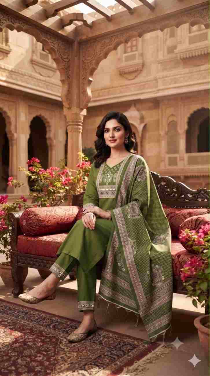 Women's ready-to-wear kurti pant set with mirror embellishments