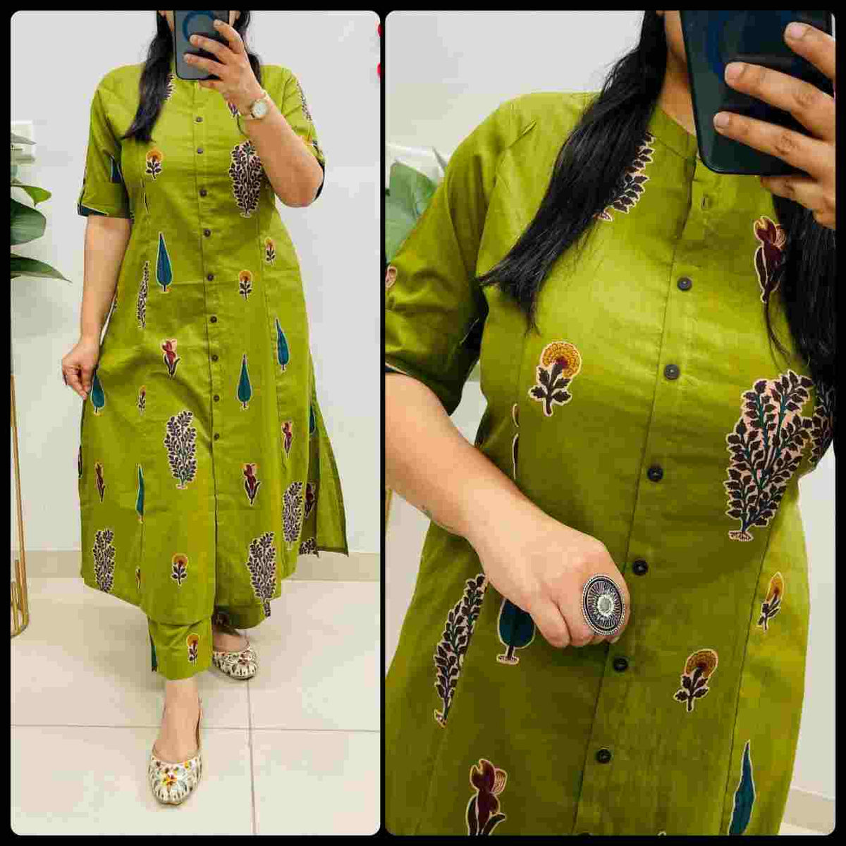 Designer rayon slub co-ord set for women with printed kurti