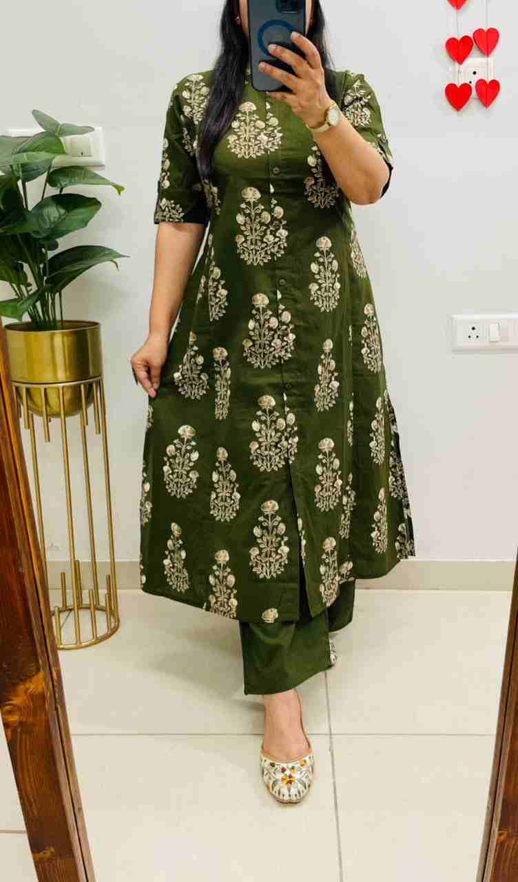 Women's rayon slub co-ord set with printed kurti top