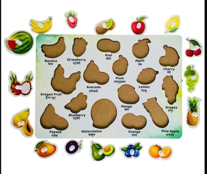 Educational wooden fruit matching puzzle for toddlers