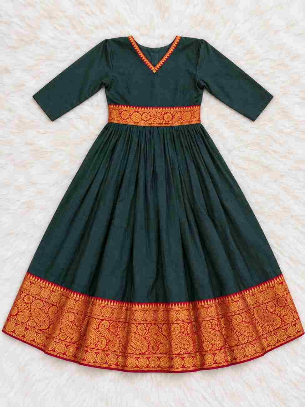 Girls’ spun cotton festive gown with butter crepe lining