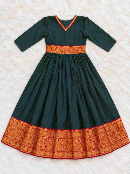 Girls’ spun cotton festive gown with butter crepe lining