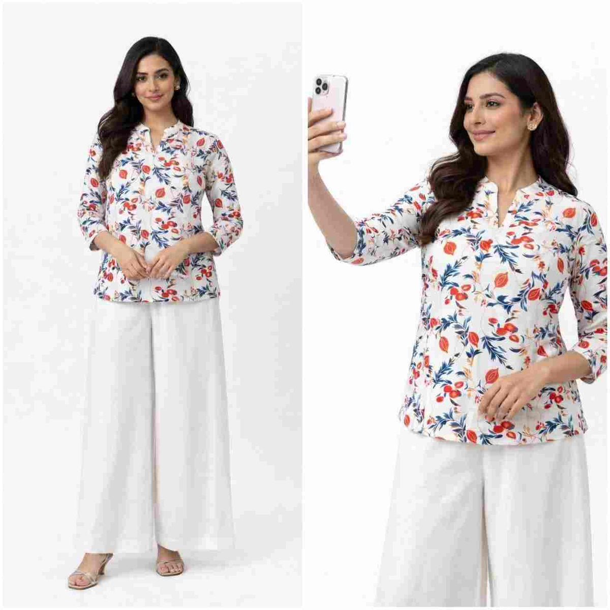 Zamkudi women’s rayon slub digital print co-ord set
