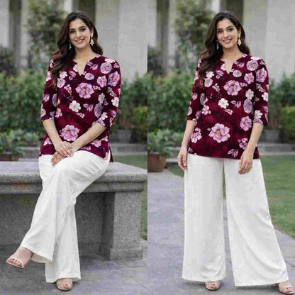 Rayon slub ethnic co-ord outfit for women’s casual wear