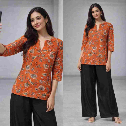  Zamkudi women’s rayon slub digital print co-ord set with palazzo
