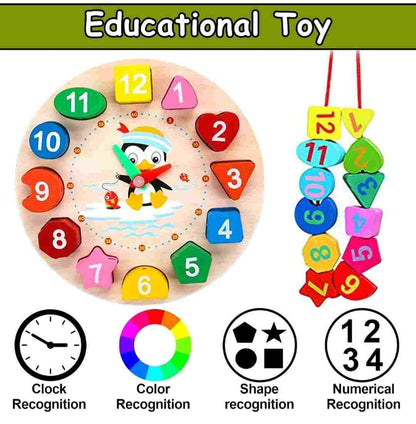 Educational wooden clock with numbers for children