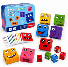 Wooden Emoji Face Matching Puzzle Game