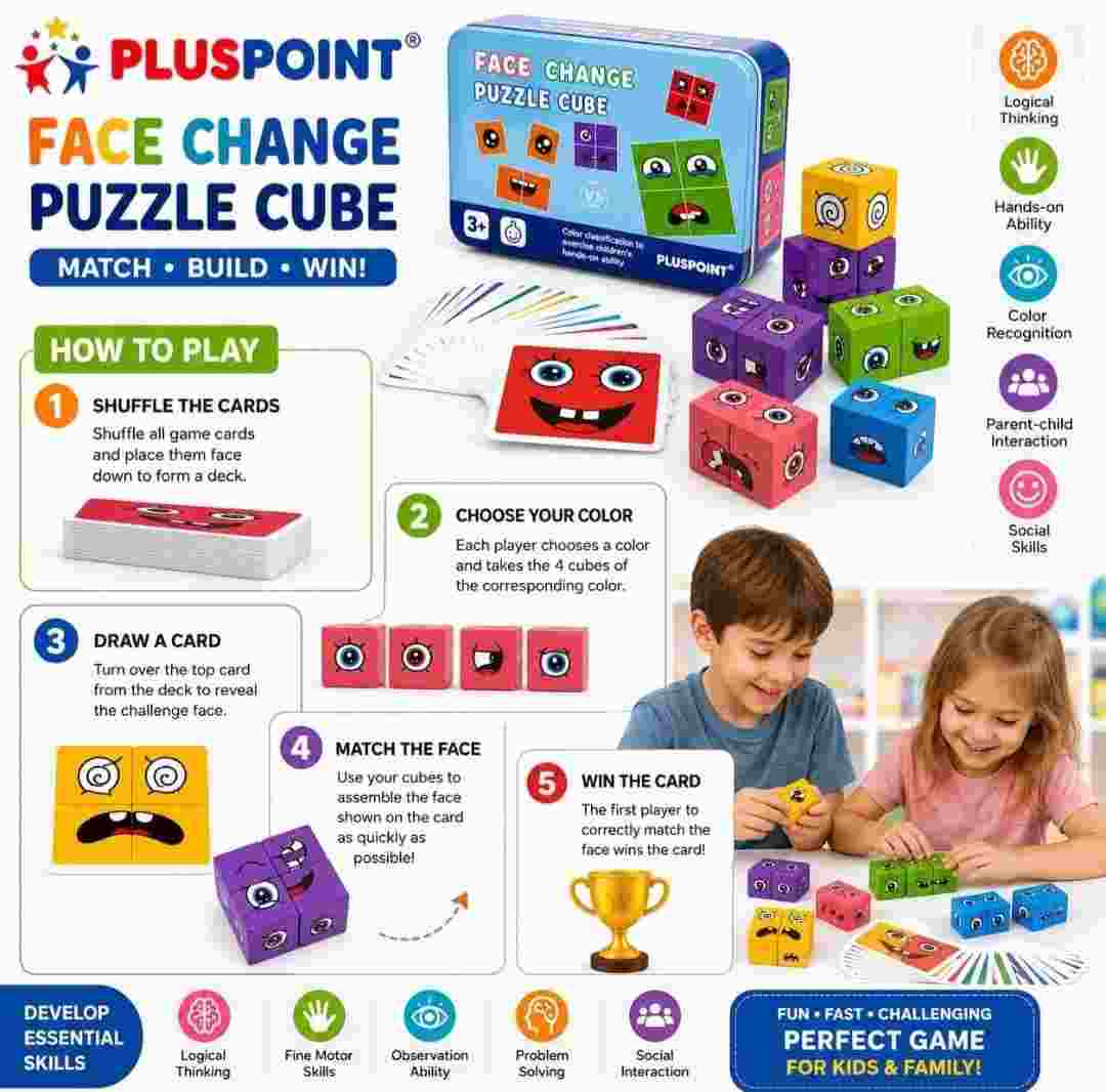Emoji expression matching toy with 16 face blocks