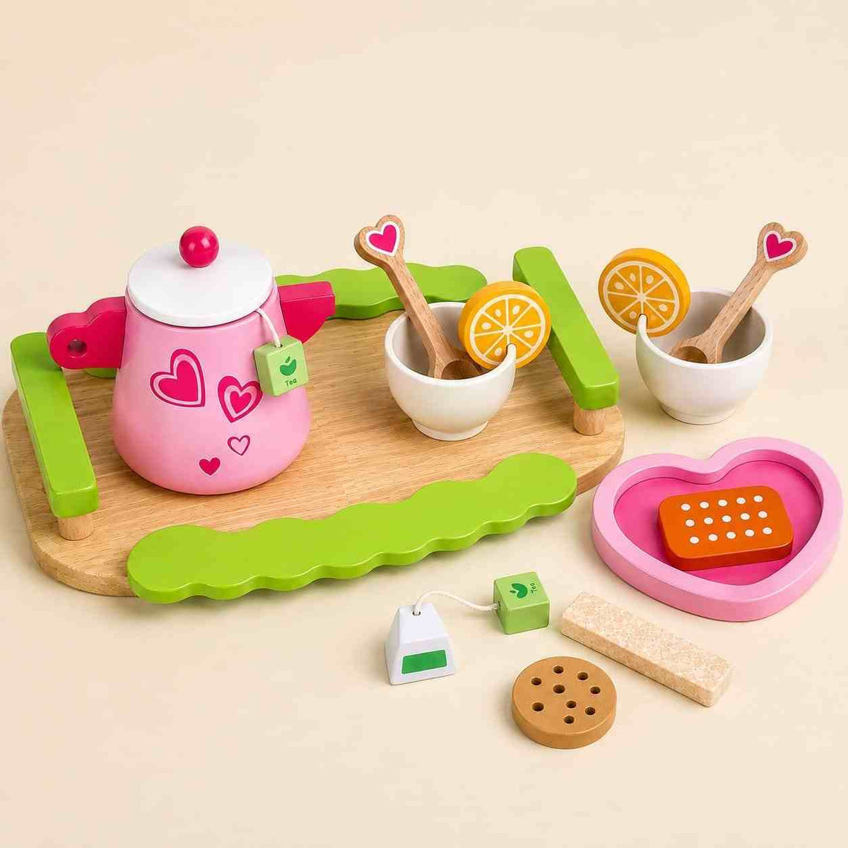 Wooden tea party gift set for kids.