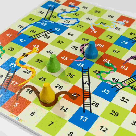 2-in-1 wooden Ludo and Snakes and Ladders game
