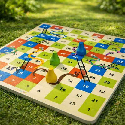 Snakes and Ladders wooden board game