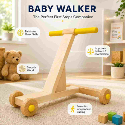 Wooden toddler walker toy for early walking practice