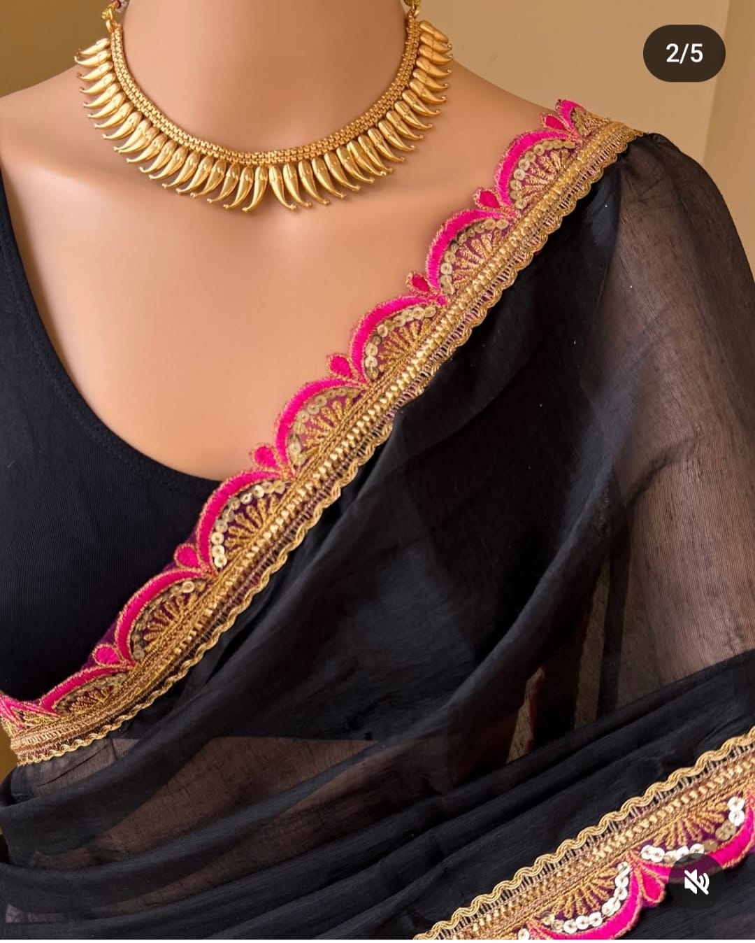 Premium Raga Tissue Jardosi Less Border Saree Hiya’s Boutique