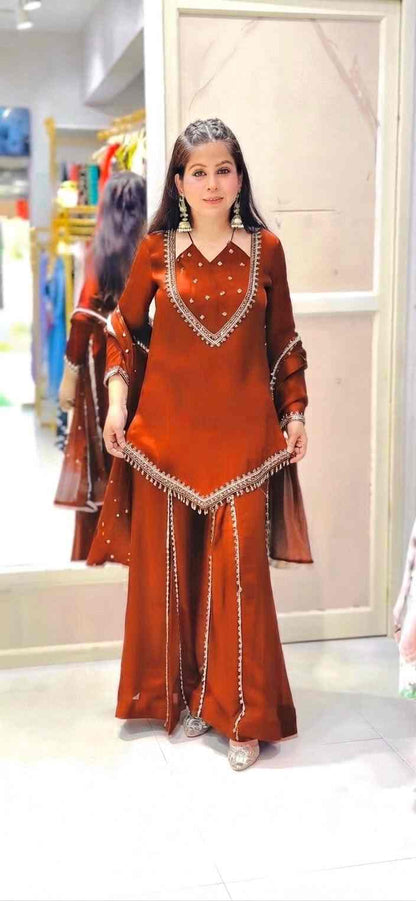 Women’s festive wear kurti palazzo set with dupatta