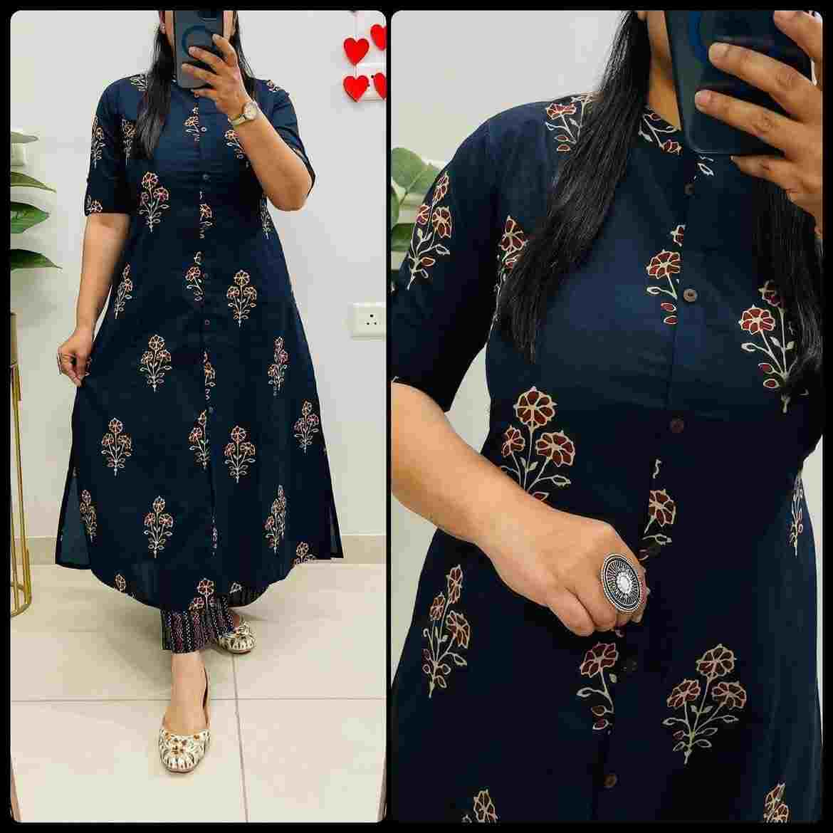 Printed rayon slub kurti pant set from Indiya Se