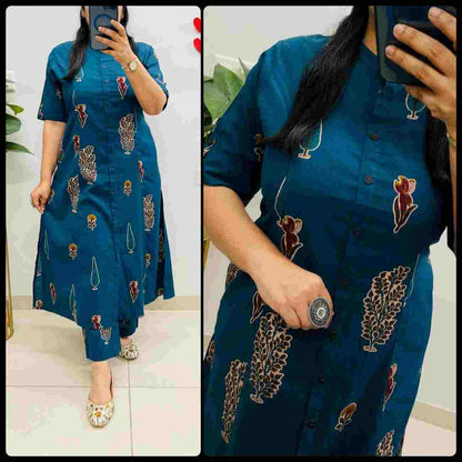 Digital print kurti and rayon pants for daily fashion