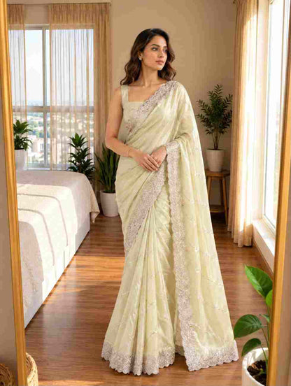 Women’s Rangoli Silk Saree with Fancy Zari & Thread Embroidery Work