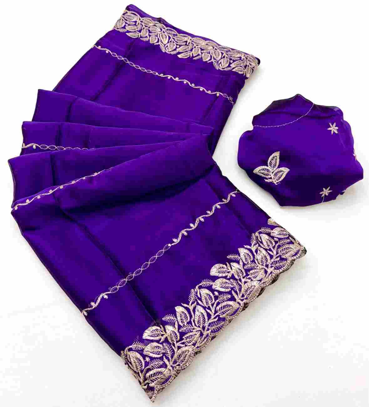 Traditional Rangoli silk saree with matching embroidered blouse