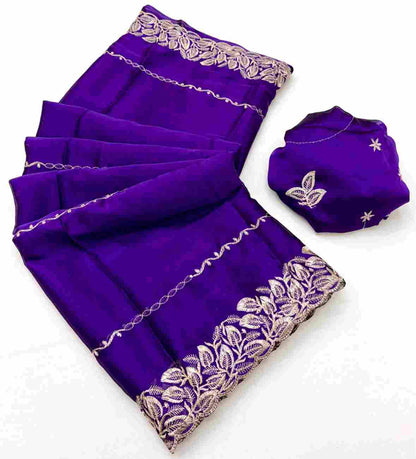Traditional Rangoli silk saree with matching embroidered blouse
