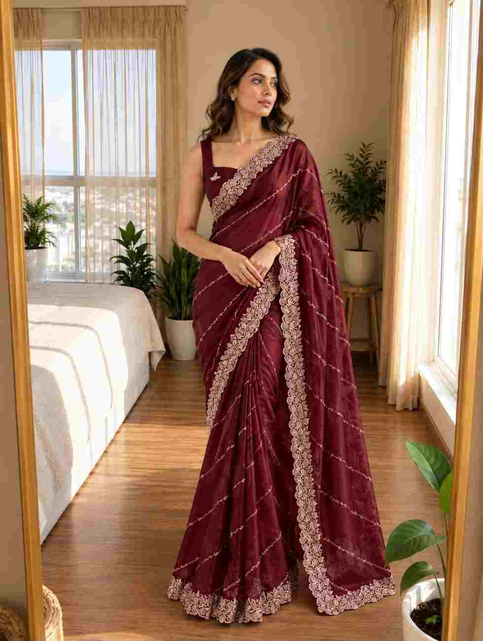 Women’s Rangoli Silk Saree with Fancy Zari & Thread Embroidery Work