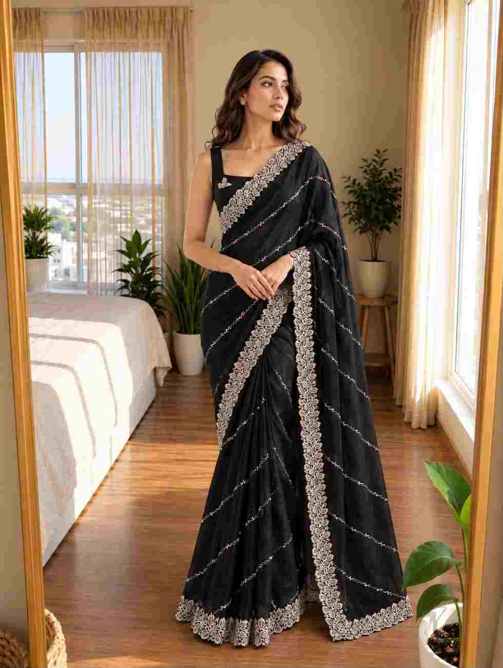 Elegant embroidered silk saree for weddings and special occasions